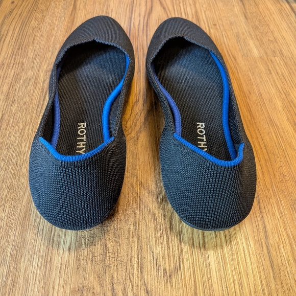 Rothys Women’s Round Toe Black Slip On Ballet Flats Size 9.5 - Picture 2 of 6